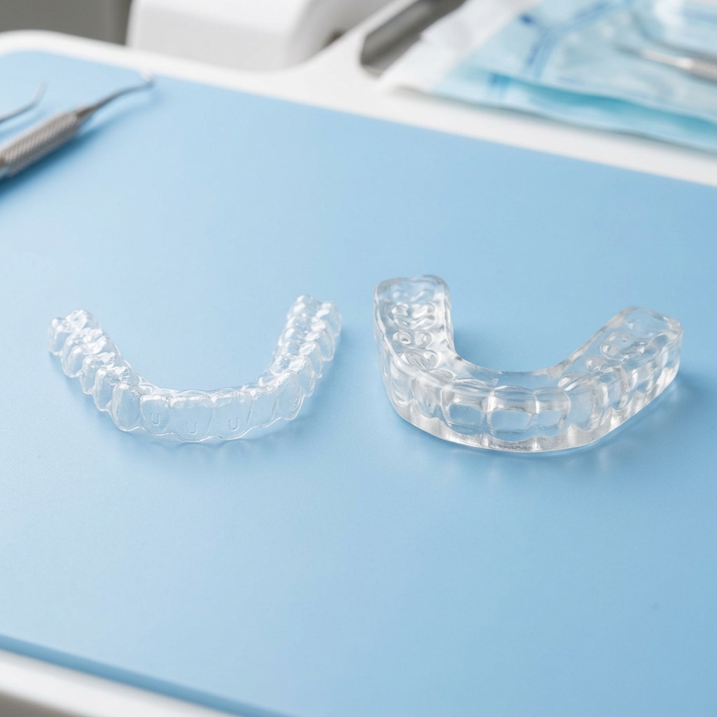 Gutieră de bruxism versus aparat dentar transparent Invisalign