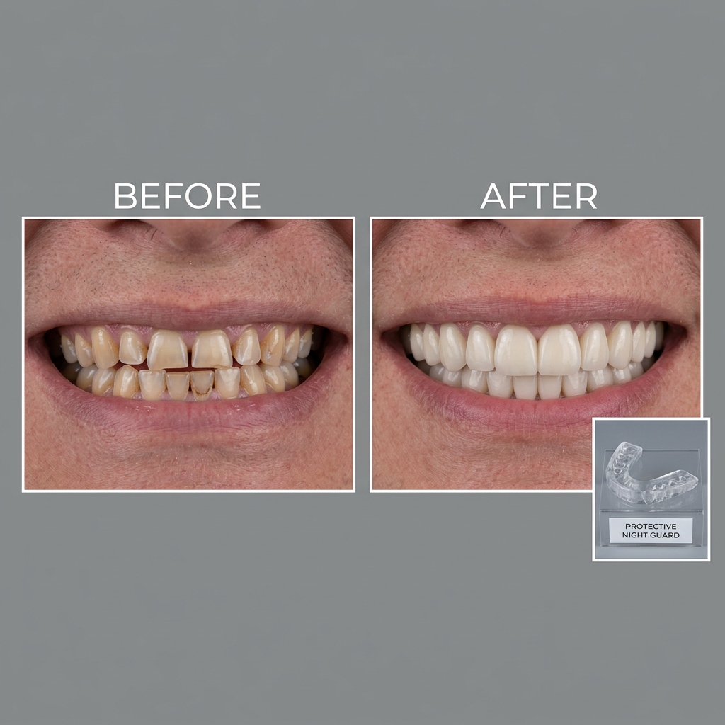 Reabilitare orală completă după dinți tociți de bruxism