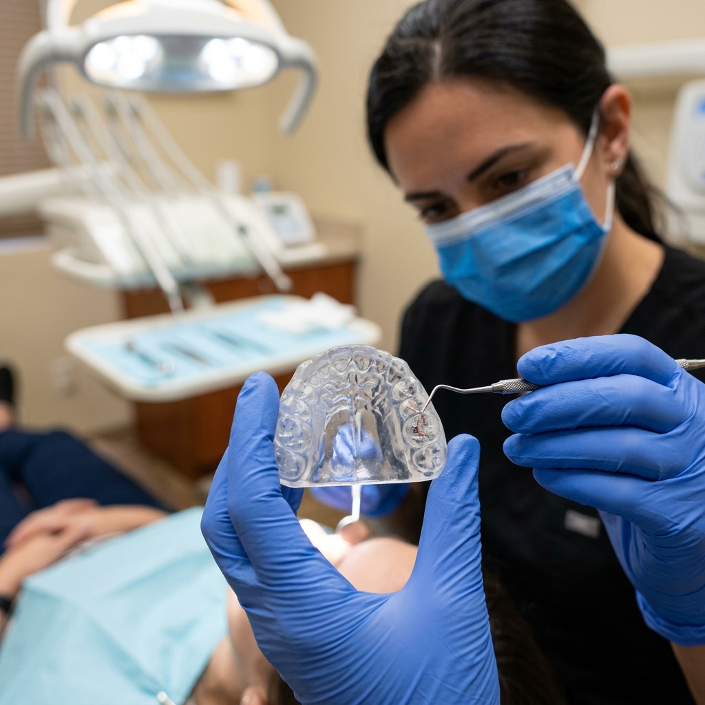 Verificarea stării de uzură a unei gutiere dentare
